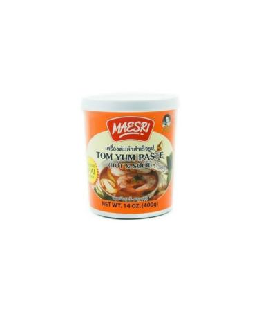 Maesri Tom Yum Paste - Authentic Thai Soup Base - Hot & Sour, 14 Ounce