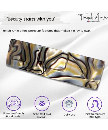 French Amie Onyx 1 Wide Celluloid Handmade Hair Clip Barrette - Elegant and Stylish - Buy Online on SooperMarket.com