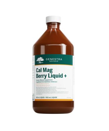 Genestra Brands Cal Mag Berry Liquid + - For Bone Health - Calcium & Magnesium Citrate - With Vitamin A D & K1 - Calcium Supplement - Natural Blueberry Flavour - 450 mL Liquid