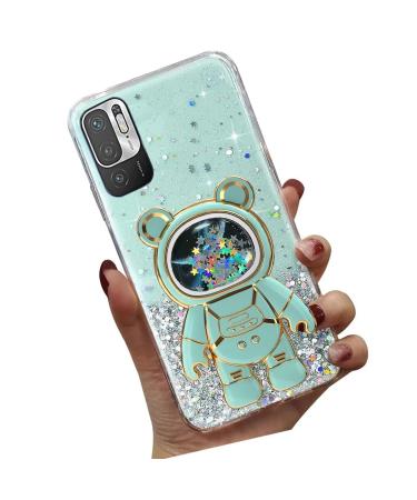 Tivenfezk Nadoli for Xiaomi Redmi Note 10 5g Treibsand B r Astronaut Hidden Stand Shell caricature glitter astronaut stand soft silicone bling cell phone case transparent protective cover xiaomi redmi note 10 5g green