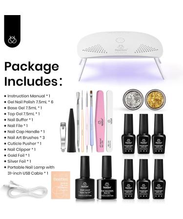 Beetles Candy Land Gel Nail Polish Kit with Light - Pastel Colors Set | UV LED Lamp, Base & Top Coat for DIY Home Manicure - Buy Online on SooperMarket.com