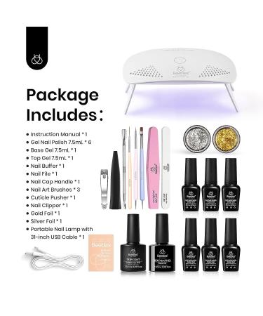 Beetles Gel Nail Polish Kit - Coffee Cafe Collection | Brown Neutral Beige Mauve Color | Soak Off UV LED Lamp | Base Top Coat | DIY Manicure Set for Women - Buy Online on SooperMarket.com