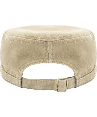 Glamorstar Unisex Cadet Army Cap | Washed Cotton Twill Military Hat - Beige - Buy Online on SooperMarket.com