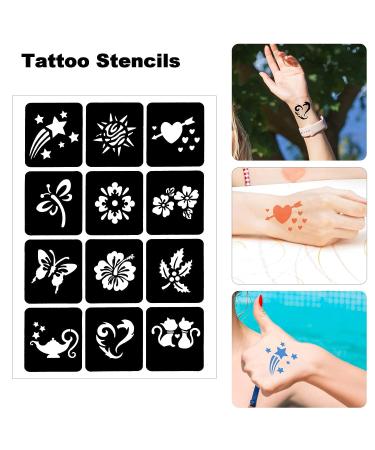Qpout Tattoo Stencils Kit - 16 Sheets for Kids & Adults | Various Small & Big Designs - Skeleton, Spider, Owl, Flower, Butterfly, Tribal Totem | Ideal for Real Tattoos - Buy Online on SooperMarket.com