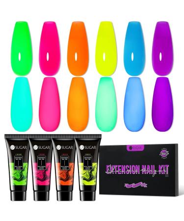 Ur Sugar Polygel Set Neon - 6 Color Nail Extension Gel Tubes | Green & Yellow Builder Gel for Perfect Nails | International Shipping Available - Buy Online on SooperMarket.com