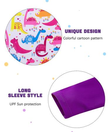 Girls Purple Dinosaur Two Piece Swimsuit Set | UPF 50+ Protection | Ages 4-10 - Buy Online on SooperMarket.com