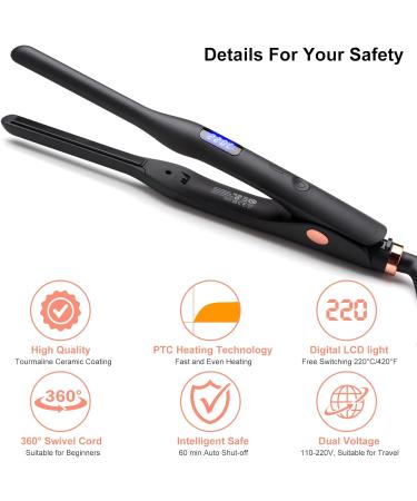 Mini Hair Straightener for Short Hair & Beard - Adjustable Temperature Flat Iron for Pixies & Tight Curls (Black) - Buy Online on SooperMarket.com
