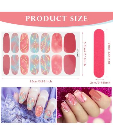 JSRQT 12 Sheets Marble Full Wraps Self Adhesive Nail Stickers 168 Pieces Nail Polish Stickers Set with 2 Nail Files DIY Nail Art Stencil Full Nail Decals Stickers for Women Girls Manicure - Buy Online on SooperMarket.com
