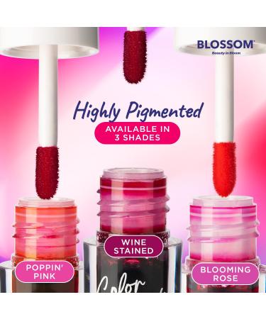 Blossom Color Lock Hydrating Lip Stain & Tint - Longlasting Smudgeproof Transfer Proof - Buildable for Lips & Cheeks - Made in USA - Wine Stained - 0.14 fl oz/4ml - Buy Online on SooperMarket.com