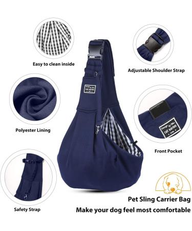 Petcute Sling Dog Carrier Bag for Small Dogs - Adjustable Padded Shoulder Strap Safety Buckle Front Pocket - Comfortable & Stylish Blue Pet Hand Spinning Carrier - Buy Online on SooperMarket.com