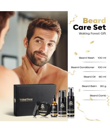 Waking Forest Beard Growth Kit | Luxury Beard Care for Men - Oil Wash Conditioner Balm & Comb - Buy Online on SooperMarket.com