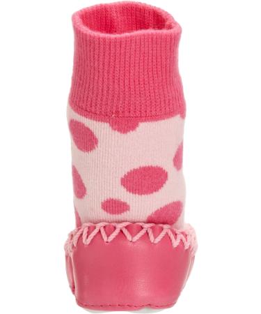 Mocc Ons Washable Leather Sole Slipper Socks (18-24 Months) - Pink Spot - Buy Online on SooperMarket.com