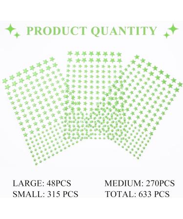 Glow in The Dark Stars Decals 633 Pcs - Luminous Dot 3D Starry Stickers for Ceiling and Wall Decor - Kids Bedroom Green - Buy Online on SooperMarket.com