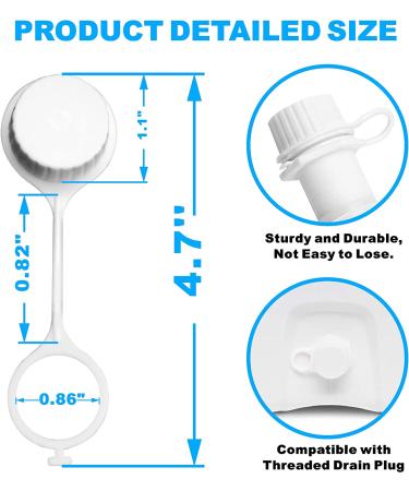 Set of 2 White Threaded Drain Plug Caps with Tether for Igloo Cooler - Replacement Parts - Buy Online on SooperMarket.com