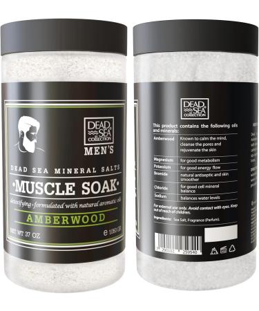 Dead Sea Collection Muscle Recovery Bath Salts for Men - Soothing Amber Wood Mineral Salt Soak - 34.2 OZ for Healing and Relaxation - Buy Online on SooperMarket.com