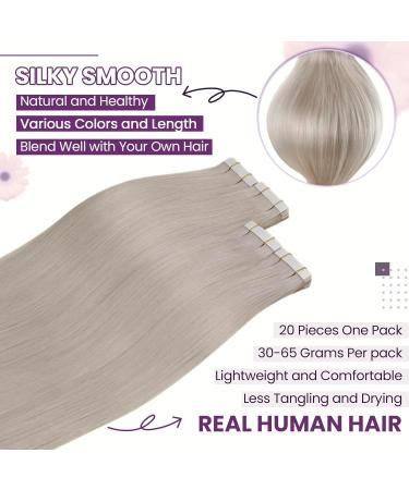 Laavoo 60cm Platinum Blonde Tape Extensions | Real Remy Hair | Invisible Tape In Extensions | 20pcs 50g #60 - Buy Online on SooperMarket.com