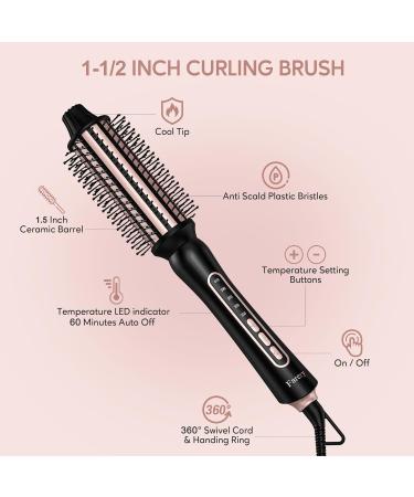 Thermal Brush for Big Bouncy Blowout - 1.5" Heated Round Brush with 5 Temps | Ceramic Curling Wand for Medium & Long Hair - Dual Voltage for Travel - Buy Online on SooperMarket.com