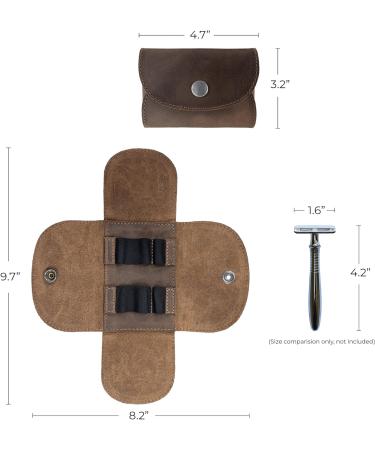 Handmade Leather Razor Case - Bourbon Brown Razor Accessories | Classic Grooming Kit (4.92x2.9x0.79 in) - Buy Online on SooperMarket.com