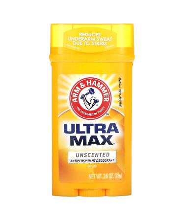ARM & HAMMER ULTRAMAX Anti-Perspirant Deodorant Invisible Solid Unscented 2.60 oz 2.6 Ounce (Pack of 1)