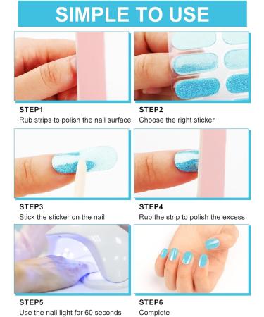 Kalolary 20PCS Nail Adhesive Wrap Gel Nail Polish Strips - Glitter Sky Blue - Self-Adhesive Stickers - UV/LED Lamp Required - Buy Online on SooperMarket.com