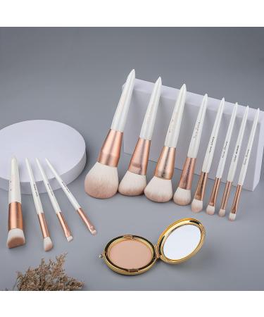 EVRCHEGIA 12pcs White Makeup Brush Set - Premium Eye Shadow, Eyebrows, Eyeliner, Concealer, Lip Liner & Foundation Brushes - Cruelty-Free Synthetic Fiber Bristles - Travel-Friendly - Buy Online on SooperMarket.com