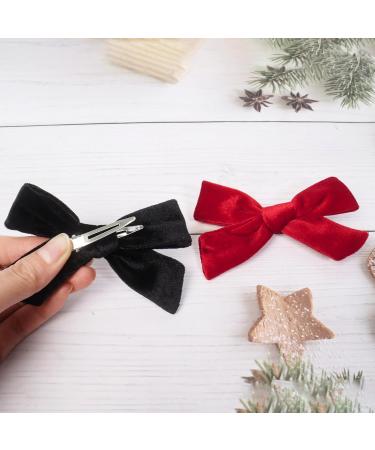4Pcs Velvet Bow Hair Clips for Girls & Women - Christmas Hair Accessories (Red Black) - Buy Online on SooperMarket.com