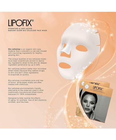 Lipofix Anti Aging Lifting Hydrating Facial Bio Cellulose Face Mask - 5 Masks, Korea Made for Fine Line Reduction and Skin Radiance - Buy Online on SooperMarket.com