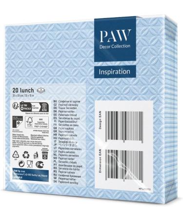PAW 3-Layer Paper Napkins (33x33 cm) - 20 Colorful Party Napkins for Children's Birthdays Communions & Special Occasions - Light Blue Design - Buy Online on SooperMarket.com