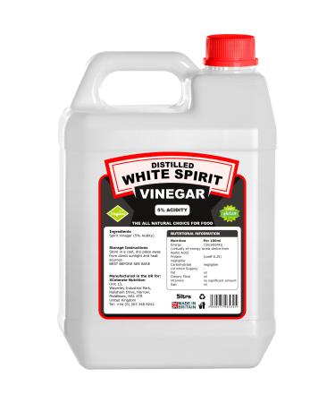XCelerate Nutrition Distilled White Spirit Vinegar - 5 Litre (5% Acidic) for Cleaning Weed Killing Pickling Marinating & Cooking - Distilled White Vinegar - Produced in The UK (1 Pack) 5000ml 5 l (Pack of 1)