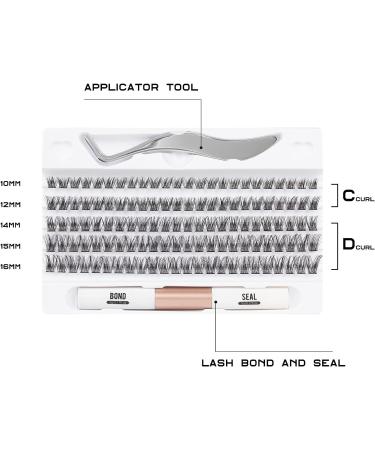 120PCS D Curl Reusable 3D Cluster Eyelashes Extension Kit with Applicator - DIY Mix 10-16MM-DM17 - Buy Online on SooperMarket.com