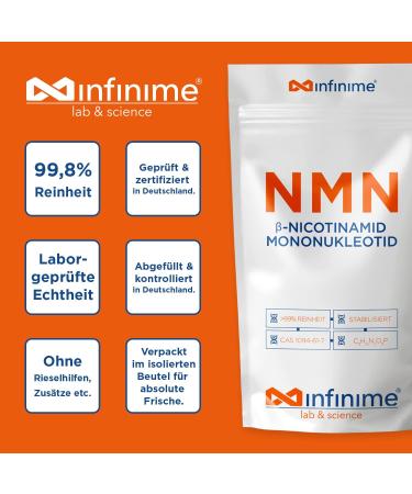 Infinime NMN 30G - Pure Nicotinamide Mononucleotide Powder | 99.8% Certified Purity | Lab Tested in Germany | Pet-Friendly for Dogs & Cats - Buy Online on SooperMarket.com