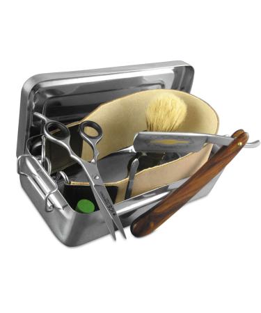 Razor set 7 pieces leather strop paste Solingen shaving brush in a gift shaving box