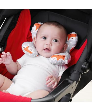 Baby Travel Pillow - Head & Neck Support Cushion for Infant 0-1 Year Old | Car Seat, Pushchair, Stroller | Fox Design - Buy Online on SooperMarket.com