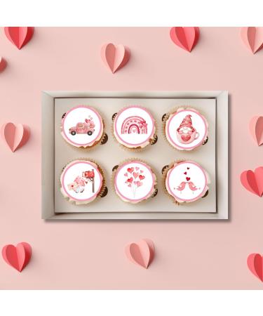 PRECUT Pink Valentines Day Cupcake Toppers Love You Edible Cake Topper Edible Valentine Cake Decorations Proposal Decorations Engagement Cake Decoration Cute Anniversary Cake Toppers (24) - Buy Online on SooperMarket.com