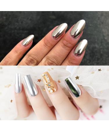 Lofuanna Chrome Nail Powder - Holographic Gold & Silver Pigment for Nail Art with Eyeshadow Sticks - 2 Jars, 0.5g each - Buy Online on SooperMarket.com