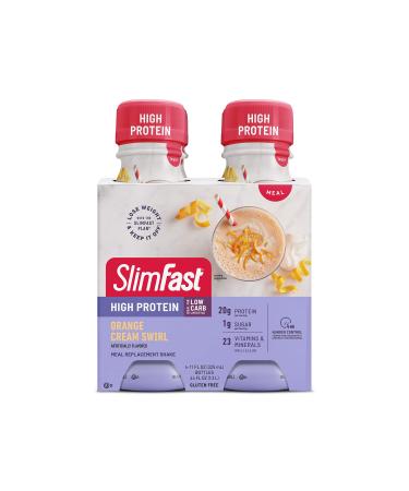 SlimFast Advanced Nutrition High Protein Meal Replacement Shake, Orange Cream Swirl, 20g of Ready to Drink Protein, 11 Fl. Oz Bottle, 4 Count (Packaging May Vary) Orange Cream Swirl 4 Count (Pack of 1)