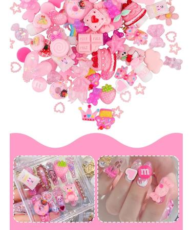 EBANKU 100 Pcs Pink Resin Flatback Decorations - 36 Styles Mixed Kawaii Slime Charms for DIY Crafts & Jewelry Making - Buy Online on SooperMarket.com