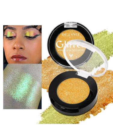 Shimmer Metallic Multichrome Eye Shadow  Waterproof & Sweat-Proof Glitter Eyeshadows  Intense Color Payoff Sparkle Eye Shadows  Travel Size Glitter Eyeshadow for Vegan & Cruelty-Free  Gold/Green-3B