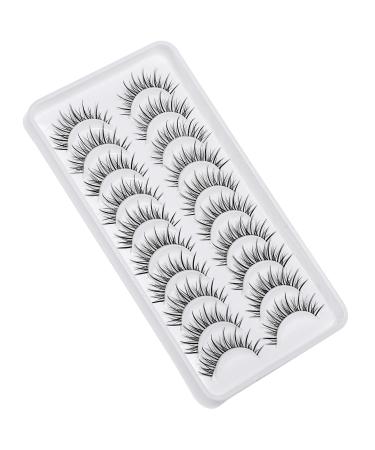 Outopen Manga Lashes 10 Pairs Pack - Japanese Anime & Korean Asian Style | Natural Look, Wispy Spiky, Short Fake Eyelashes with Clear Band - C-Clear Band Y6 | 8-13mm - Buy Online on SooperMarket.com