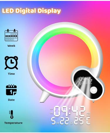 Light Alarm Clock | Daylight & Radio Alarm with Bluetooth & App Control | 12 Natural Sounds & Bedside Lamp for Adults - Buy Online on SooperMarket.com