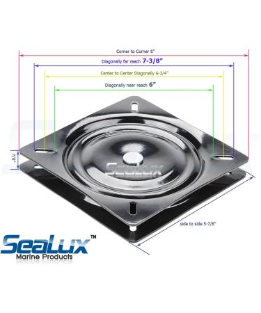SeaLux Universal Heavy Duty 360 Seat Swivel Base 6x6 Mount Plate for Bar Stool, Chair, Boat, or Van Pilot Seat - Buy Online on SooperMarket.com
