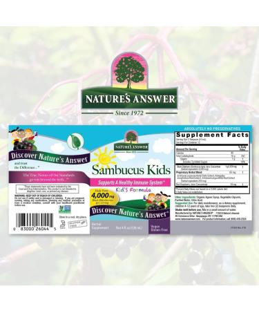 Nature Answer Sambucus Elderberry Syrup for Kids 120 ml Kid Friendly Immune Booster Daily Immune Support 4000 mg - Buy Online on SooperMarket.com