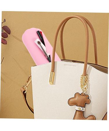 Angoily Silicone Makeup Brush Organizer Bag - Pink Cosmetic Brush Holder & Storage - Small Makeup Bags (20.5x6.5cm) for International Shipping - Buy Online on SooperMarket.com
