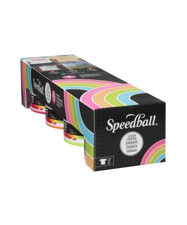 Speedball Fabric Screen Printing Ink Set  4oz Fluorescent Colors: Hot Pink  Lime Green  Orange & Blue