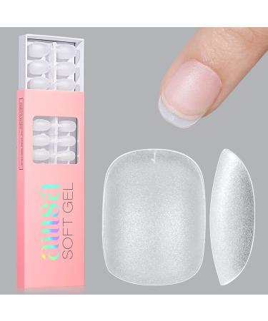 AILLSA Extra Short Oval Nail Tips - 240 PCS Upgraded Matte Soft Gel Full Cover Round Nail Tips No Filed Pre-shaped Clear Acrylic False Gelly Nail Tips for DIY Press On Nails 15 Sizes Ultra Short Oval 240PCS