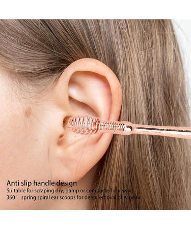 Stainless Steel Double Head Earwax Removal Spoon - Ergonomic Design with Spiral Spring Handle (Rose Gold) - Buy Online on SooperMarket.com