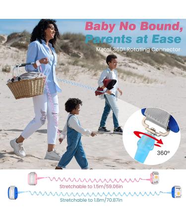 Zooawa Toddler Leash 2Pack  Toddler Kids Harness Anti Lost Wrist Link with Magnetic Lock  Reflective Safety Baby Child Walking Hook and Loop Wristband Leash for 3 Years Old Boys Girls  Blue+Pink - Buy Online on SooperMarket.com