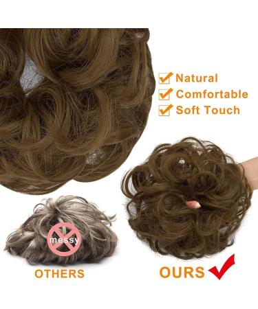 OMGREAT 2PCS Thick Updo Messy Hair Buns Curly Wavy Ponytail Extensions - Ginger Brown Mix Bleach Blonde - Buy Online on SooperMarket.com