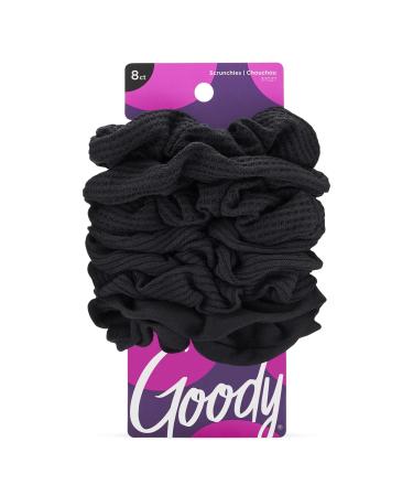 Goody Ouchless Womens Hair Scrunchie - 8 Count  Black - Suitable for All Hair Types - Pain-Free Hair Accessories for Women Perfect for Long Lasting Braids  Ponytails and More Black 8 Count (Pack of 1)
