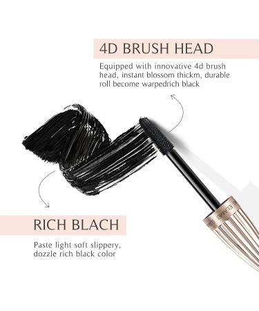 Mascara 4D Silk Fiber Waterproof: Black Volume and Length Smudge-Proof Mascara Thickening Lengthening Mascaras No Clumping Lasting All Day - Buy Online on SooperMarket.com